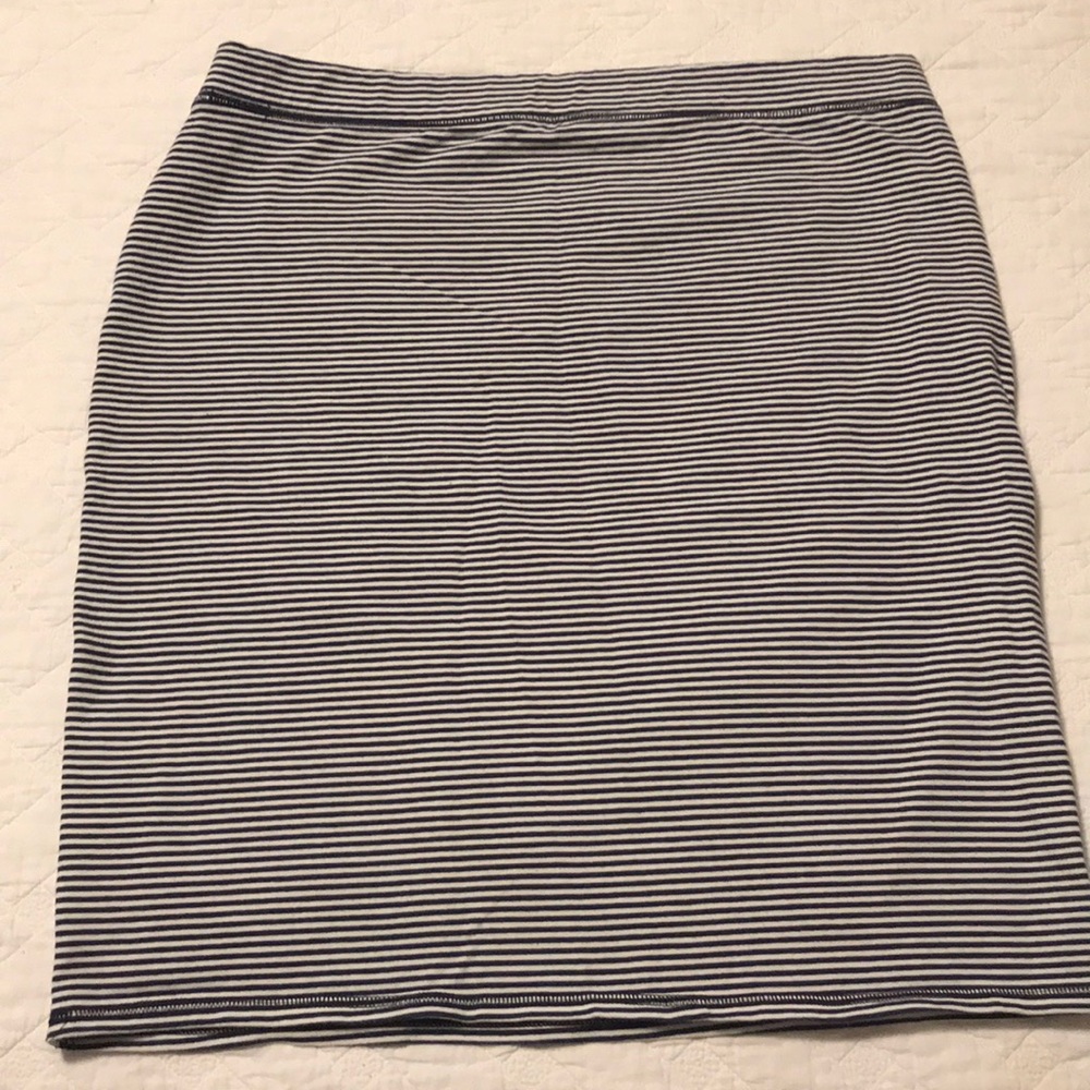 Navy and white striped skirt